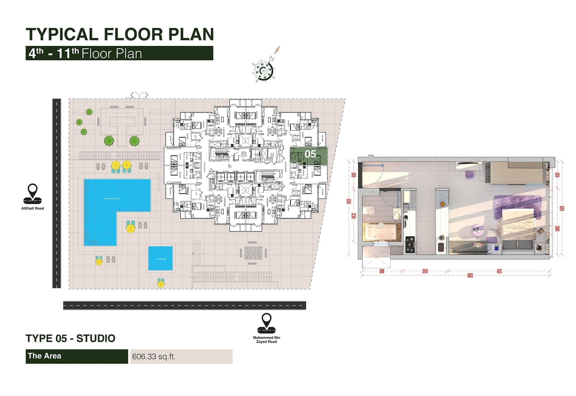 Regina Tower Studio Apartment Type 05 Floor Plan