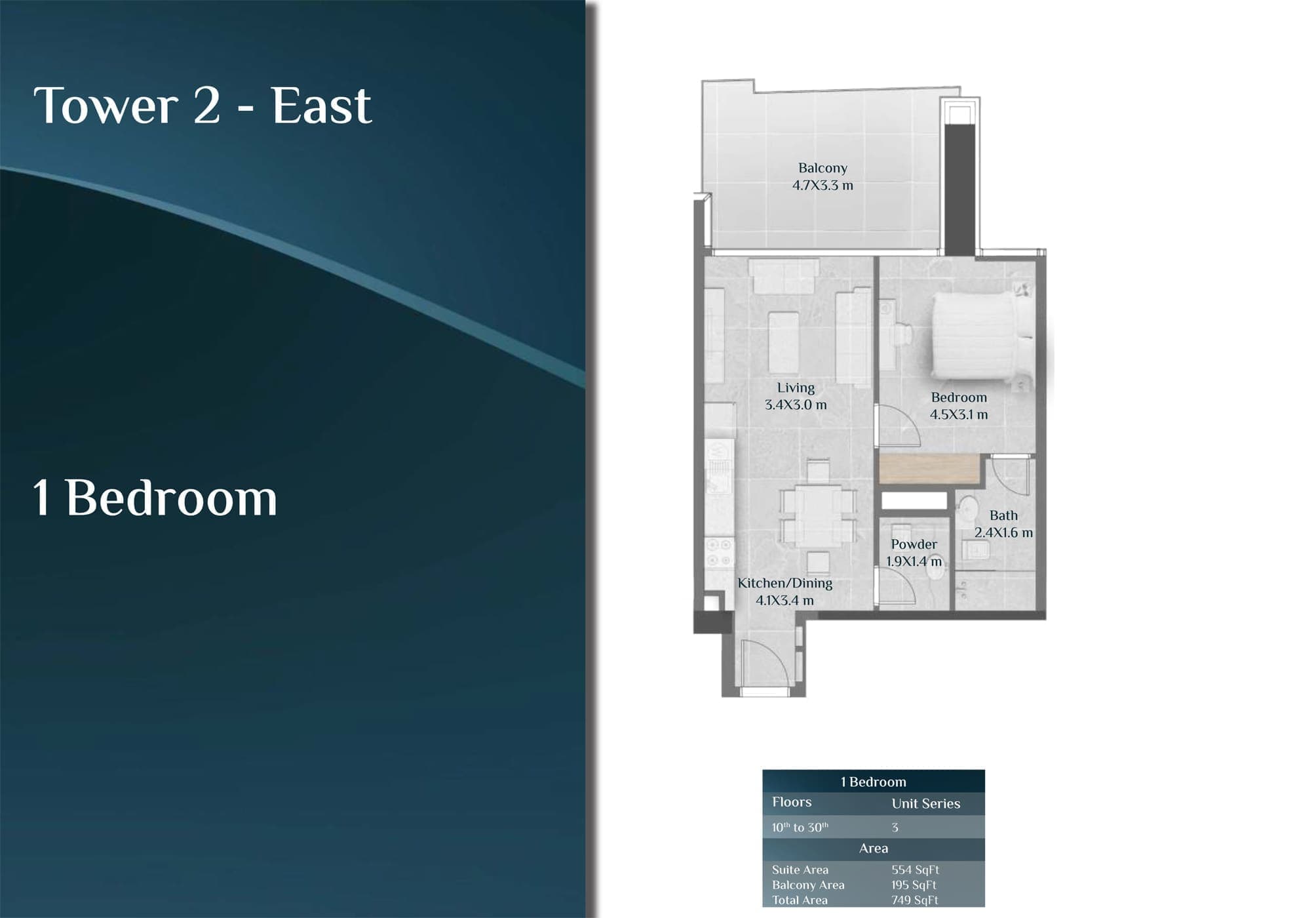 Skyhills Residence Tower 2 East 1 Bedroom Apartment 1 Floor Plan