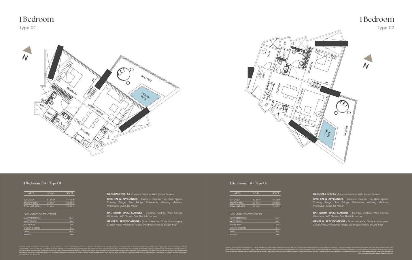 Binghatti Phantom 1 Bedroom Type 1 & 2 Floor Plan