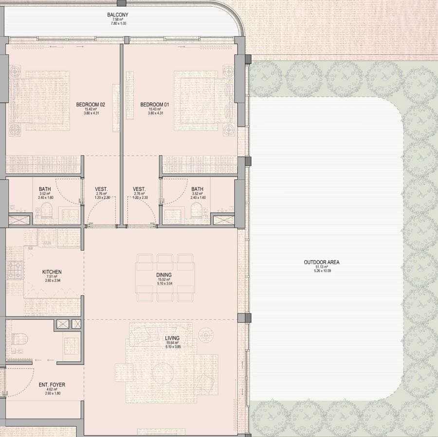 Palladium Grandala 2 Bedroom Apartment Floor Plan