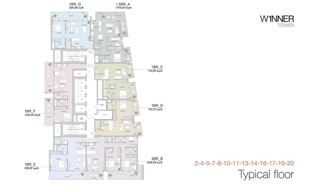 W1NNER Tower Typical Floor Plan - 1