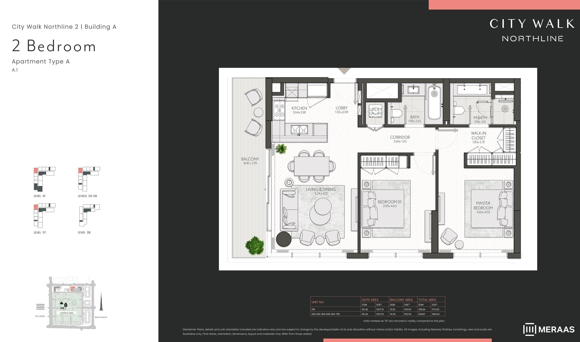 City Walk Northline 2 - 2 Bedroom Apartment Type A.1 Floor Plan