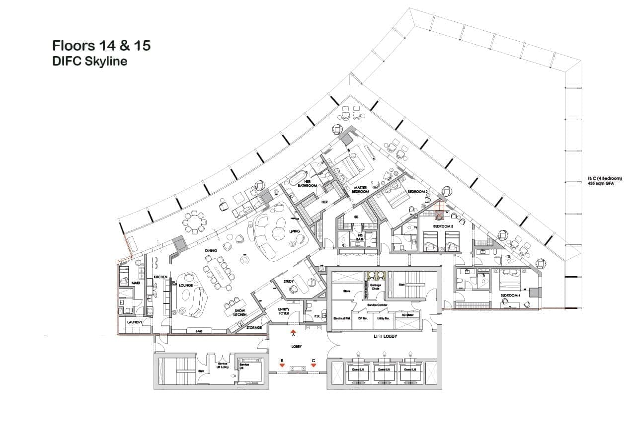 Four Seasons Private Residences 14th & 15th DIFC Skyline Floor Plans