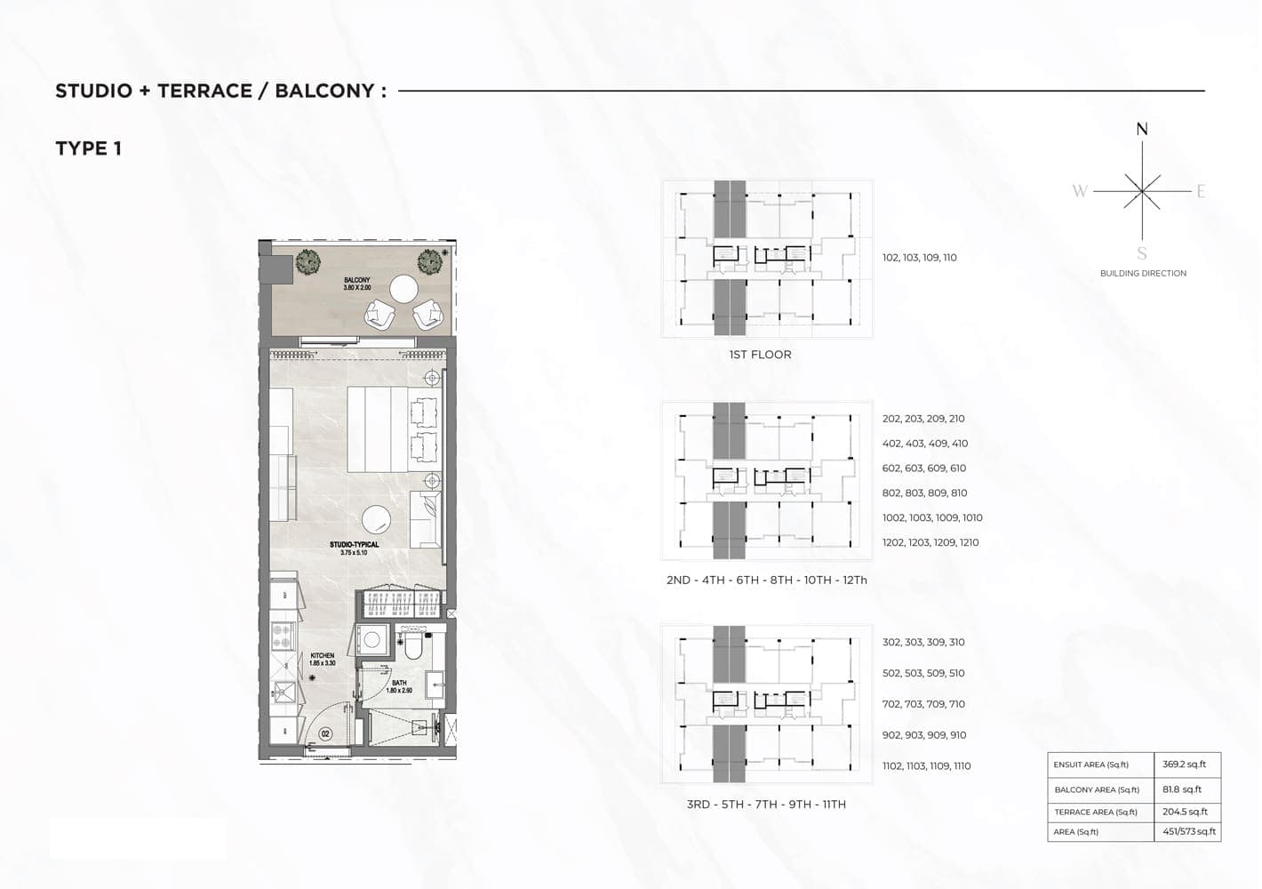 Gharbi 1 Residences Studio Apartment Type 1 Floor Plan