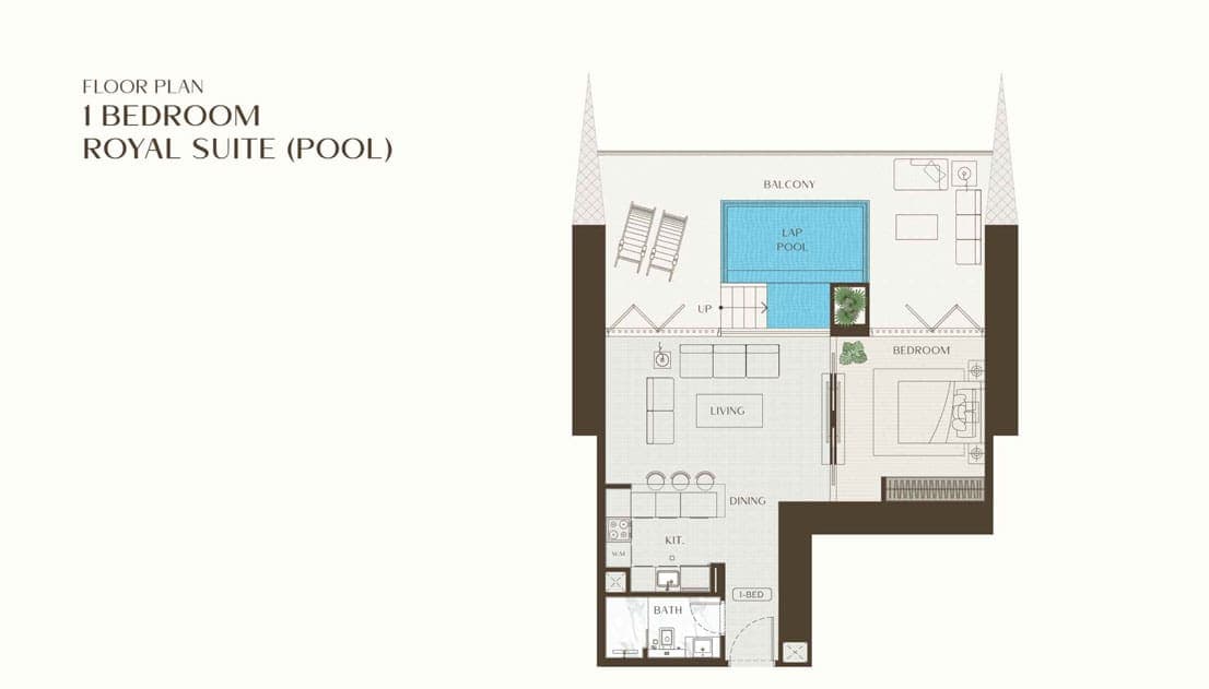 Binghatti One 1 Bedroom Royal Suite Floor Plan