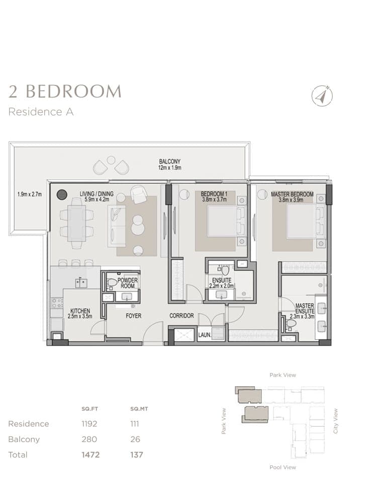 Berkeley 2 Bedroom Residence A Floor Plan