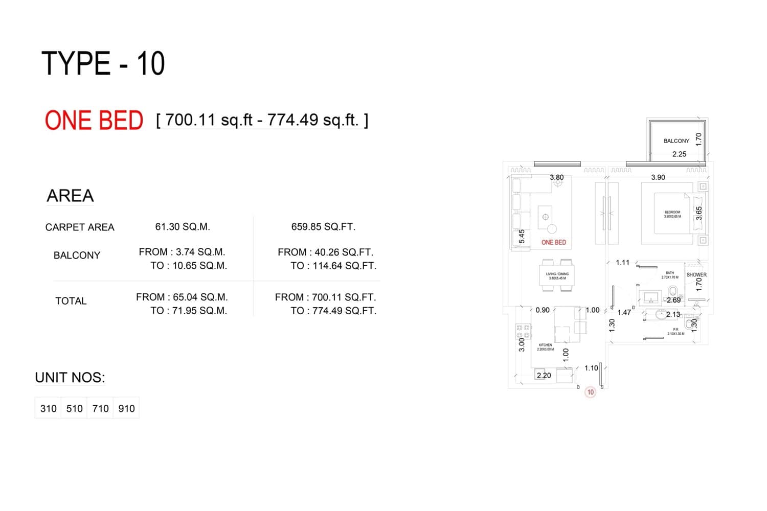 VUE By Crystal Bay 1 Bedroom Apartment Type 10 Floor Plan