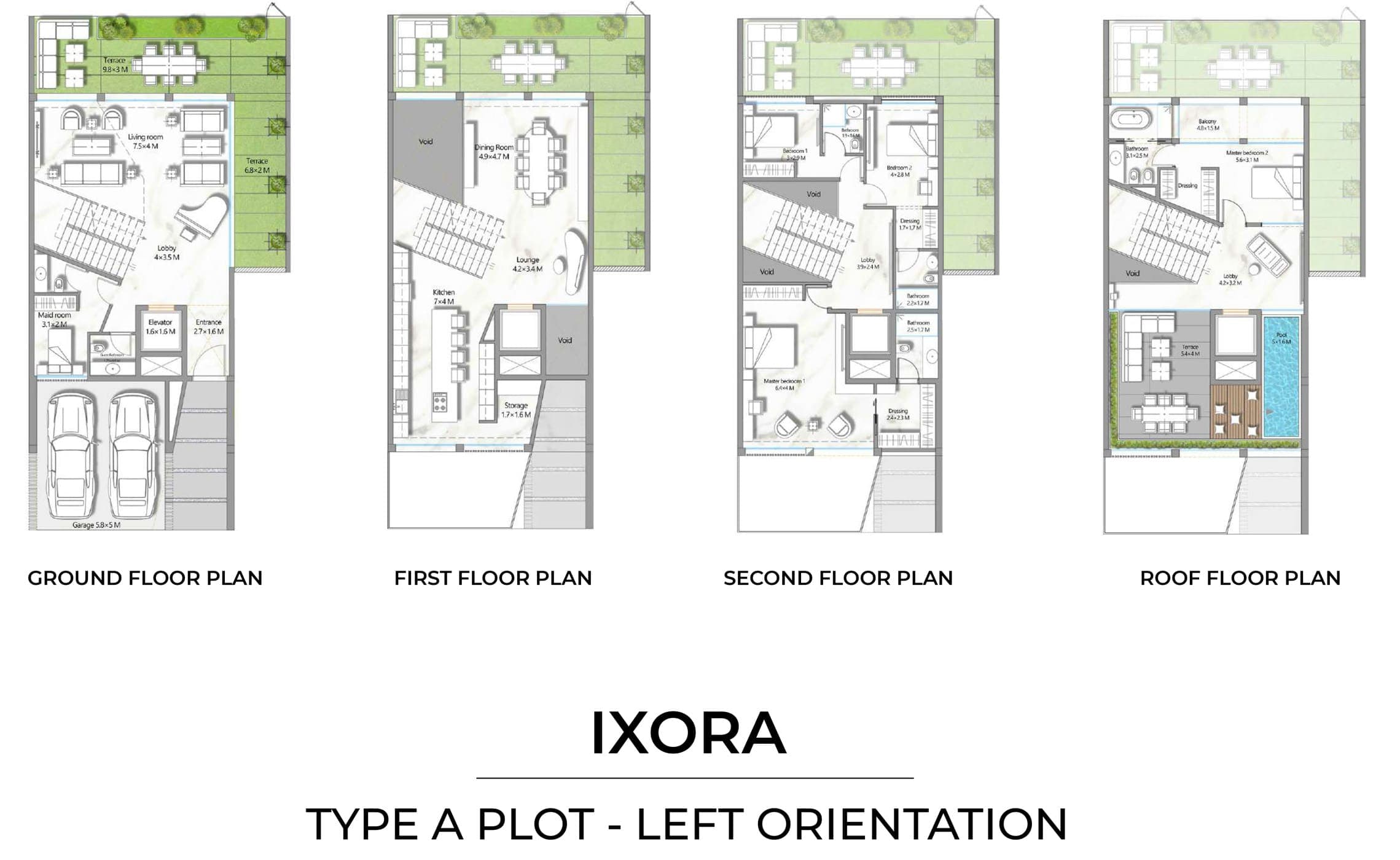 IXORA Homes Type A Plot Left Orientation Floor Plan
