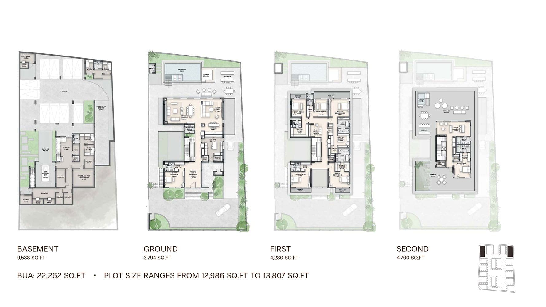Nineteen Riviera Lagoon 7 Bedroom Villa Plus Maid Floor Plan
