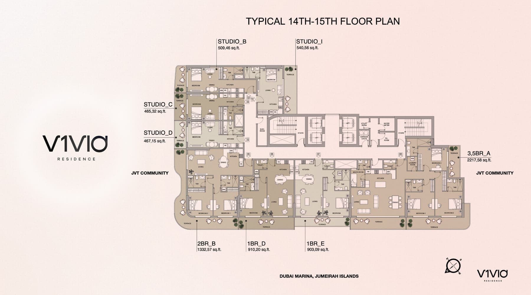 V1VID Residence 14 & 15th Floor Plan