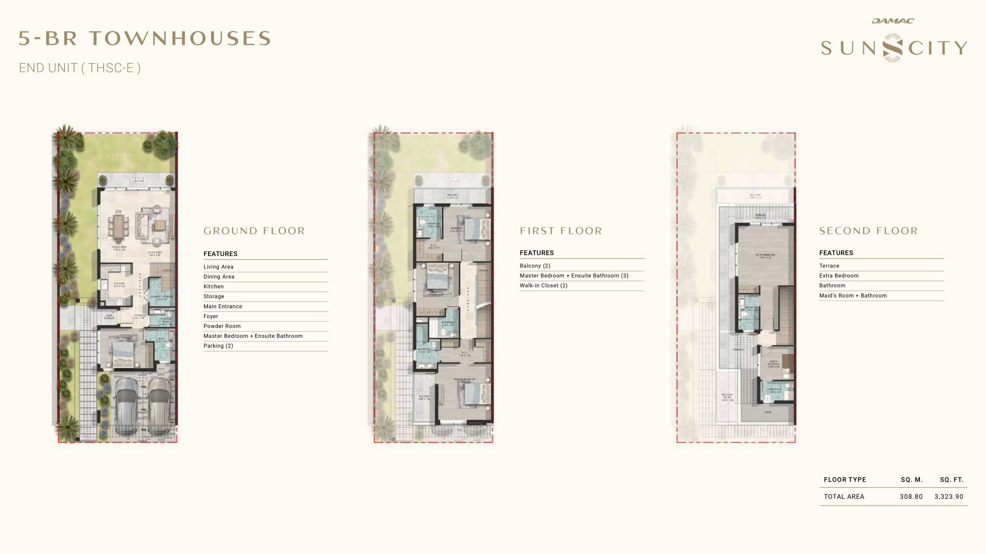 DAMAC Suncity 5 Bedroom Townhouse Floor Plan