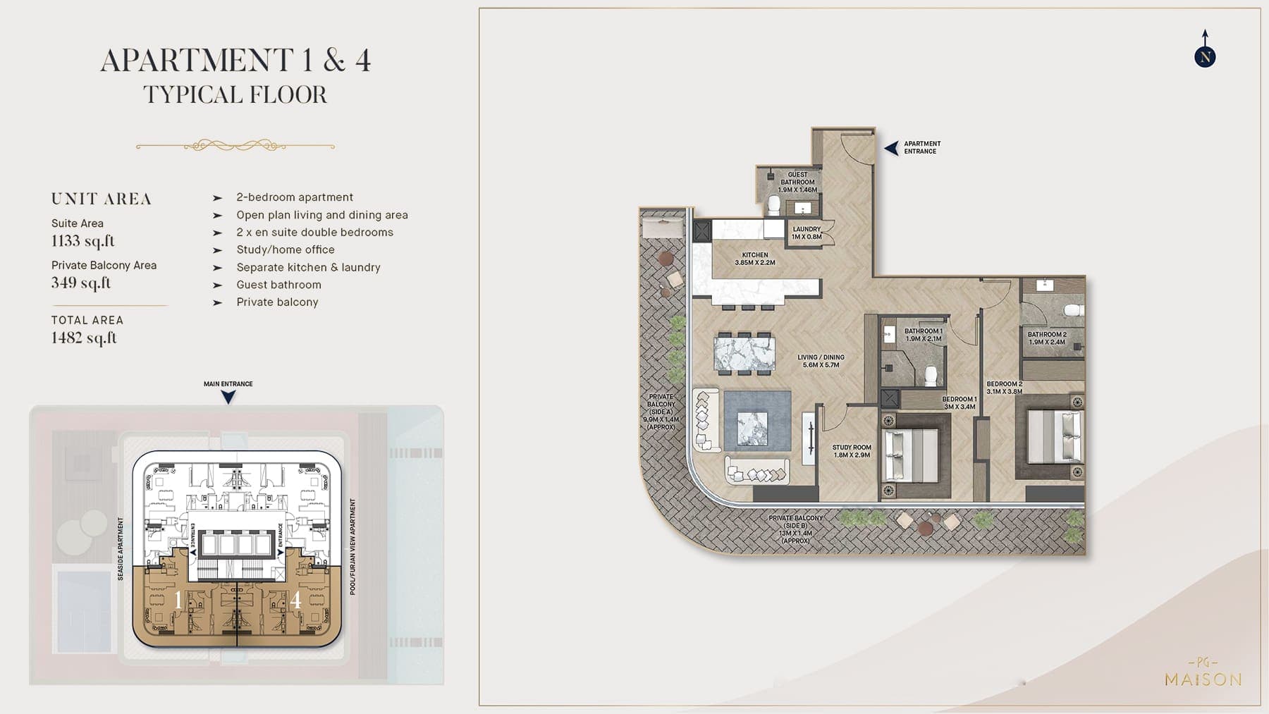 PG Maison Apatment 1 & 4 Floor Plan