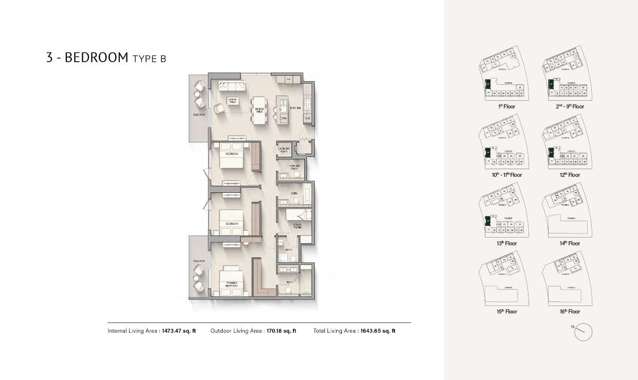 Hillgate 3 Bedroom Apartment Type B Floor Plan