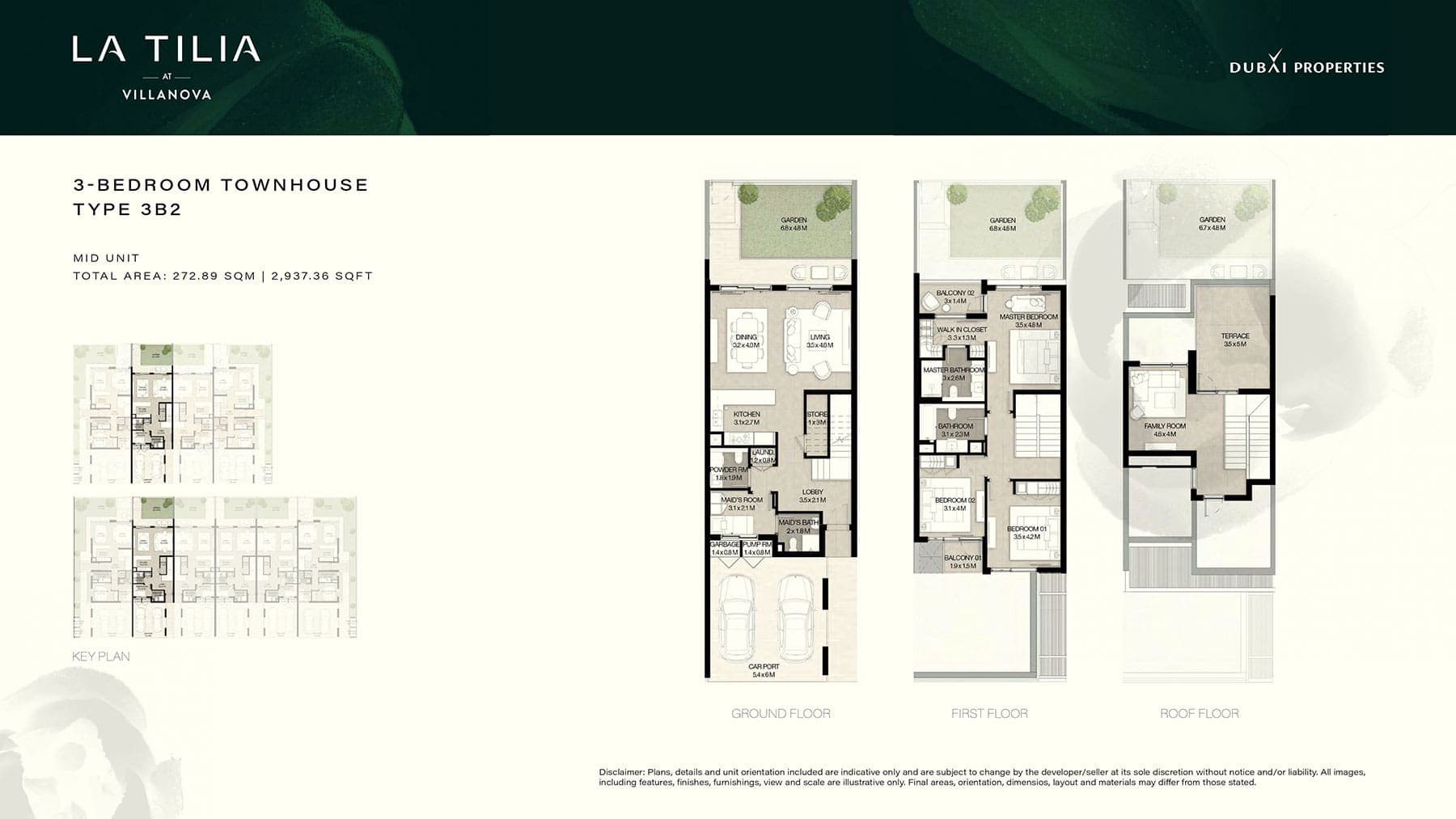 LA TILIA 3 Bedroom Townhouse Type 3B2 Floor Plan