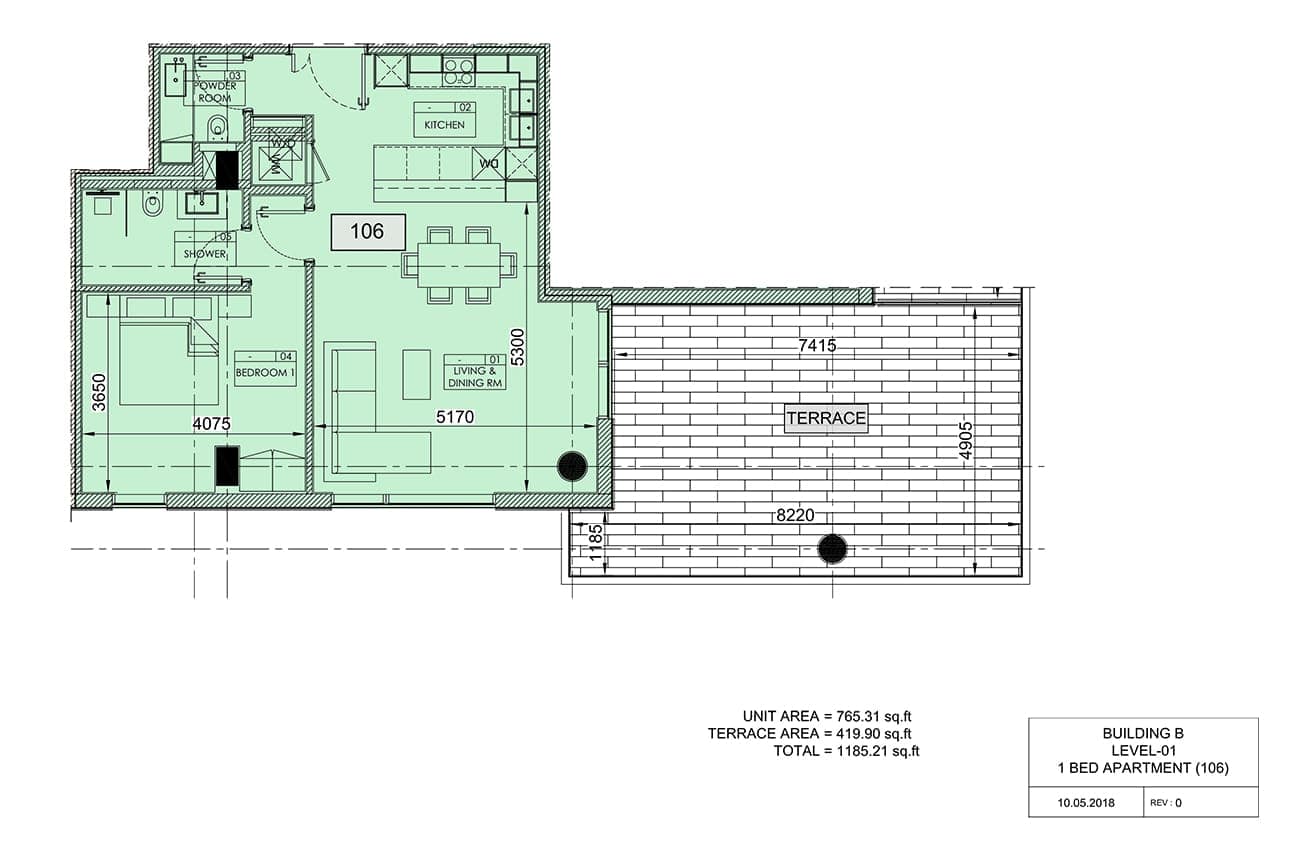 The Neighbourhood 1 Bedroom Apartment Unit 106 Floor Plan