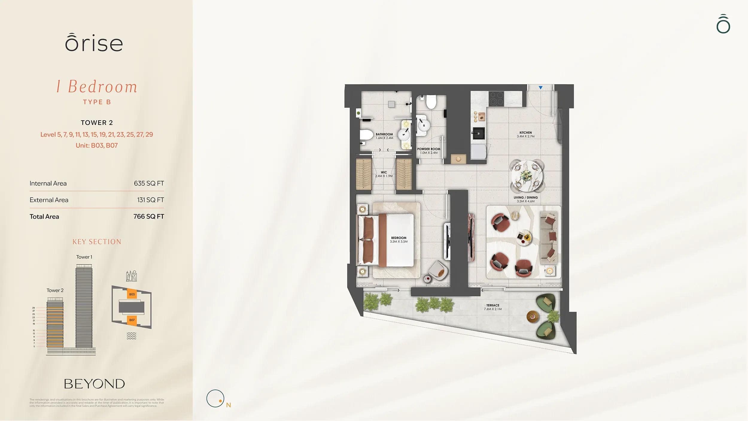 Orise by Beyond 1 Bedroom Type B Floor Plan