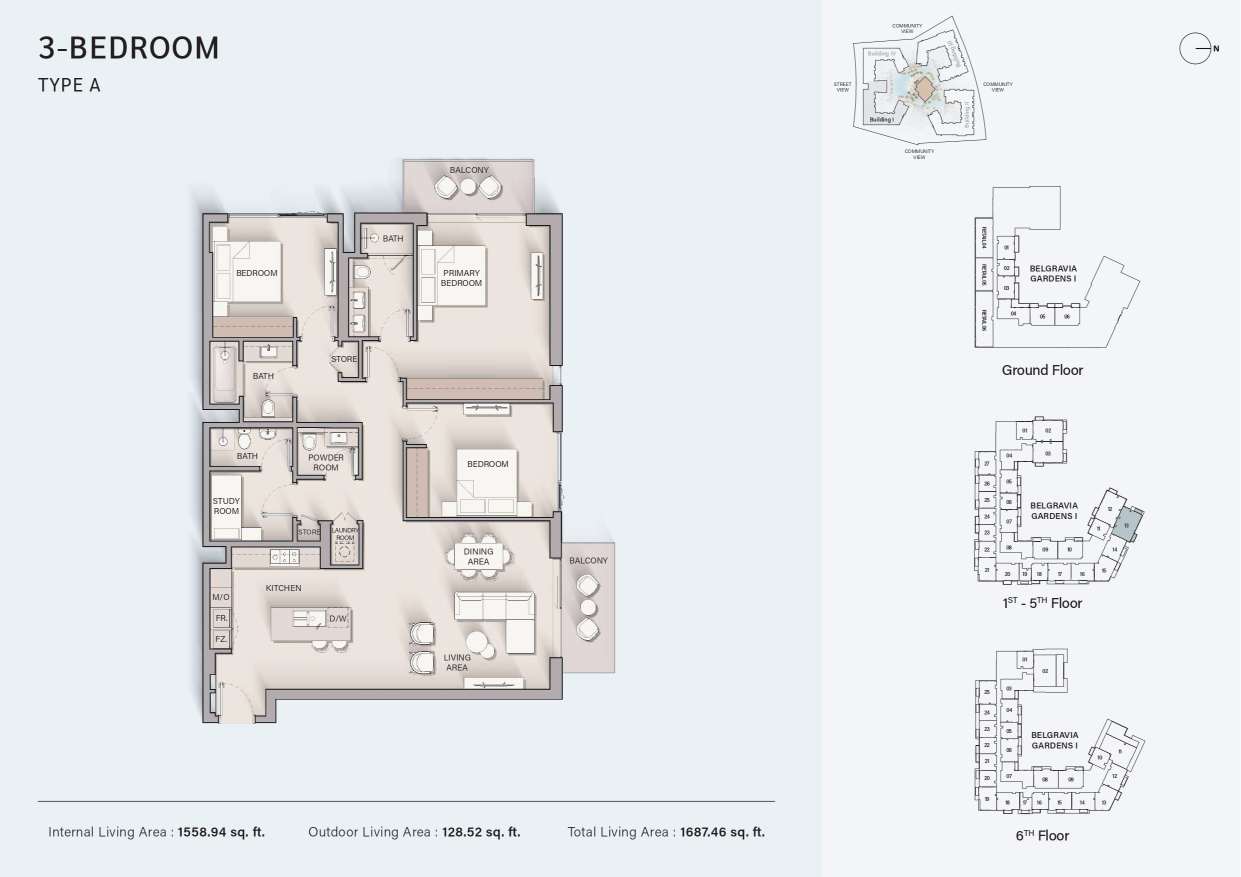 Belgrave Gardens 3 Bedroom Type A Floor Plan