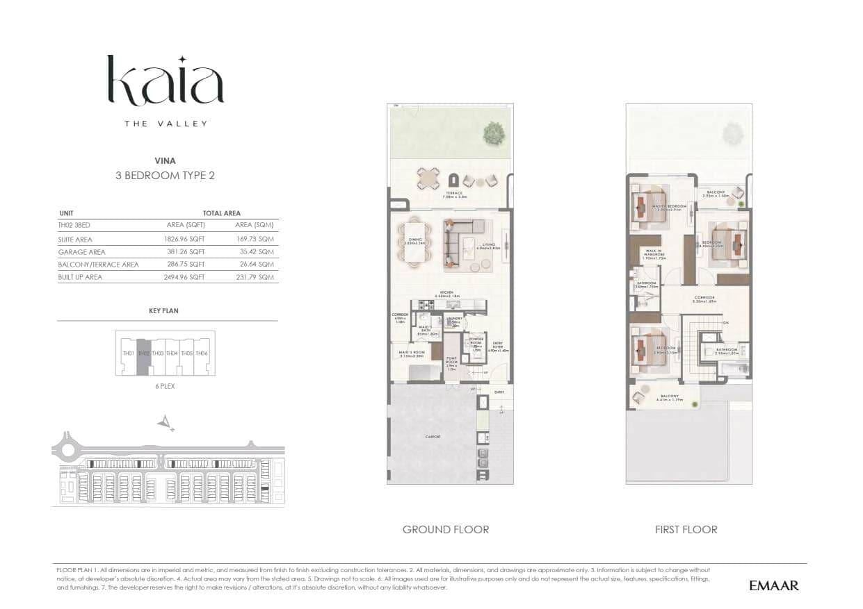 KAIA by Emaar VINA 3 Bedroom Type 2 Floor Plan