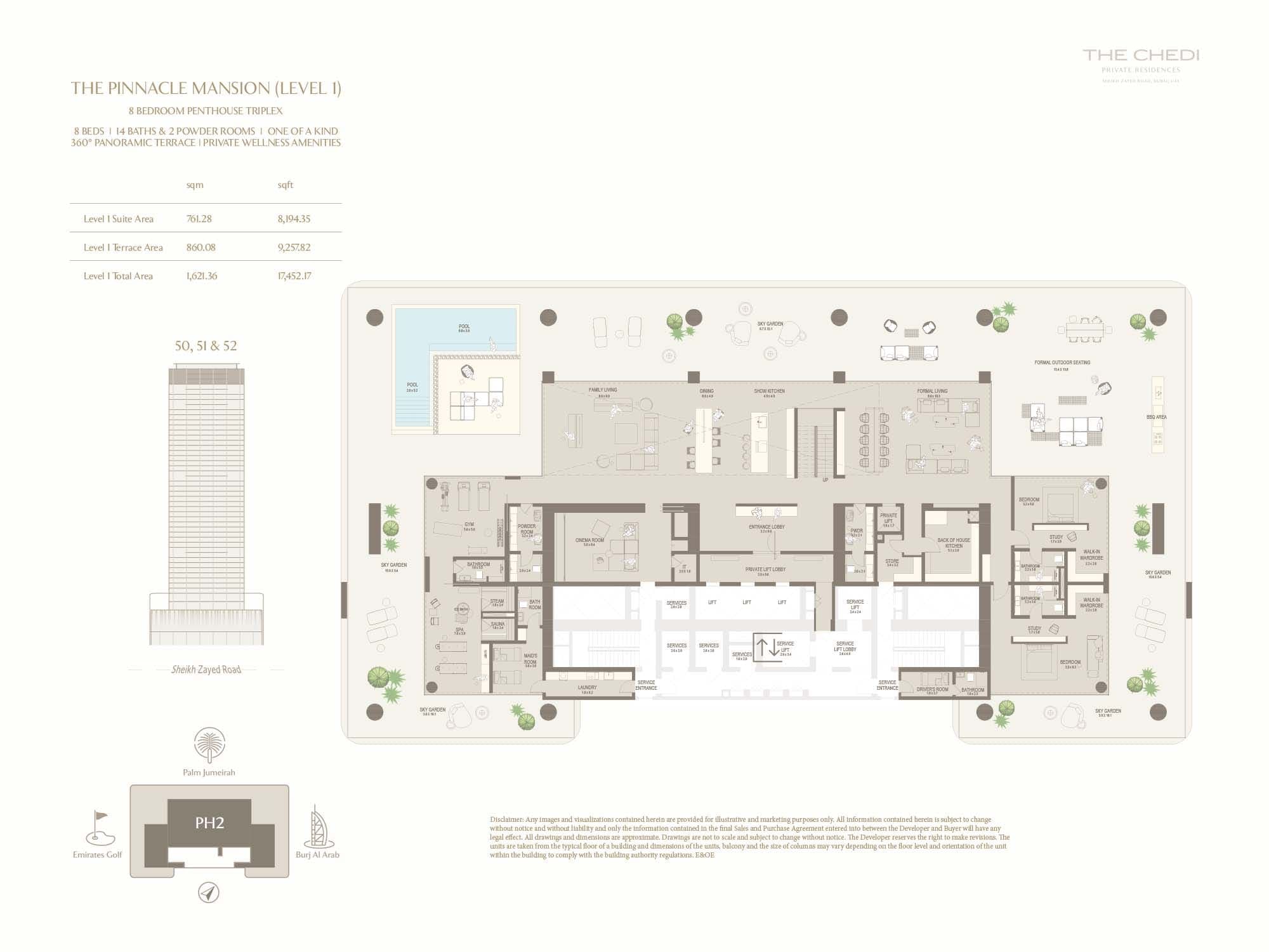 The Chedi Private Residences 8 Bedroom Penthouse Triplex Level 1 Floor Plan