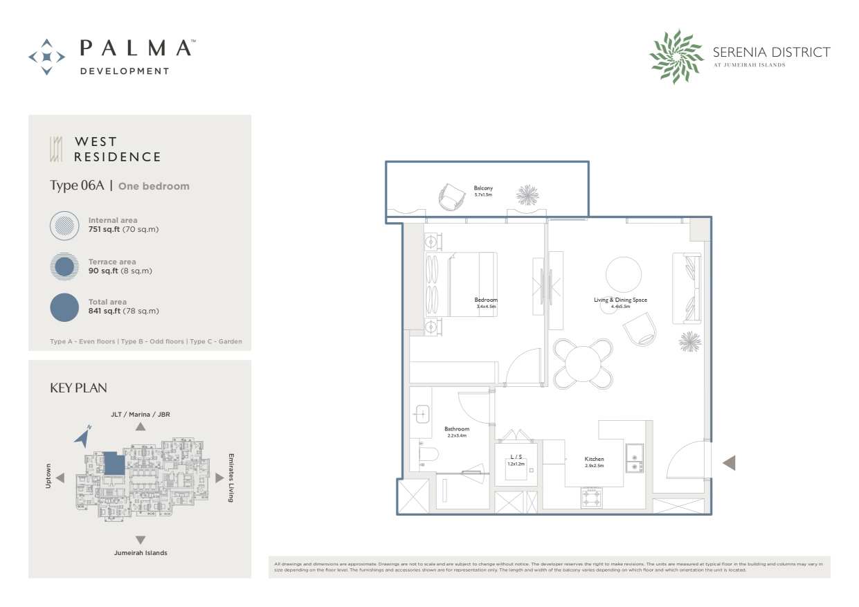 Serenia District West 1 Bedroom Type 06A Floor Plan