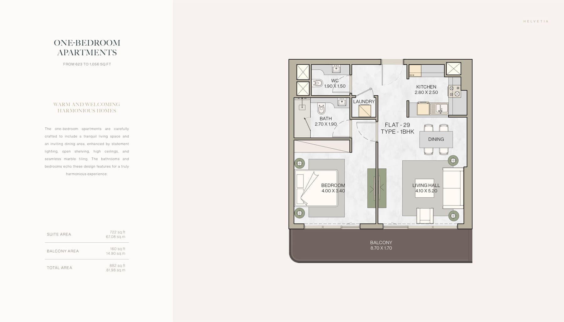 Helvetia Residences 1 Bedroom Apartment Floor Plan