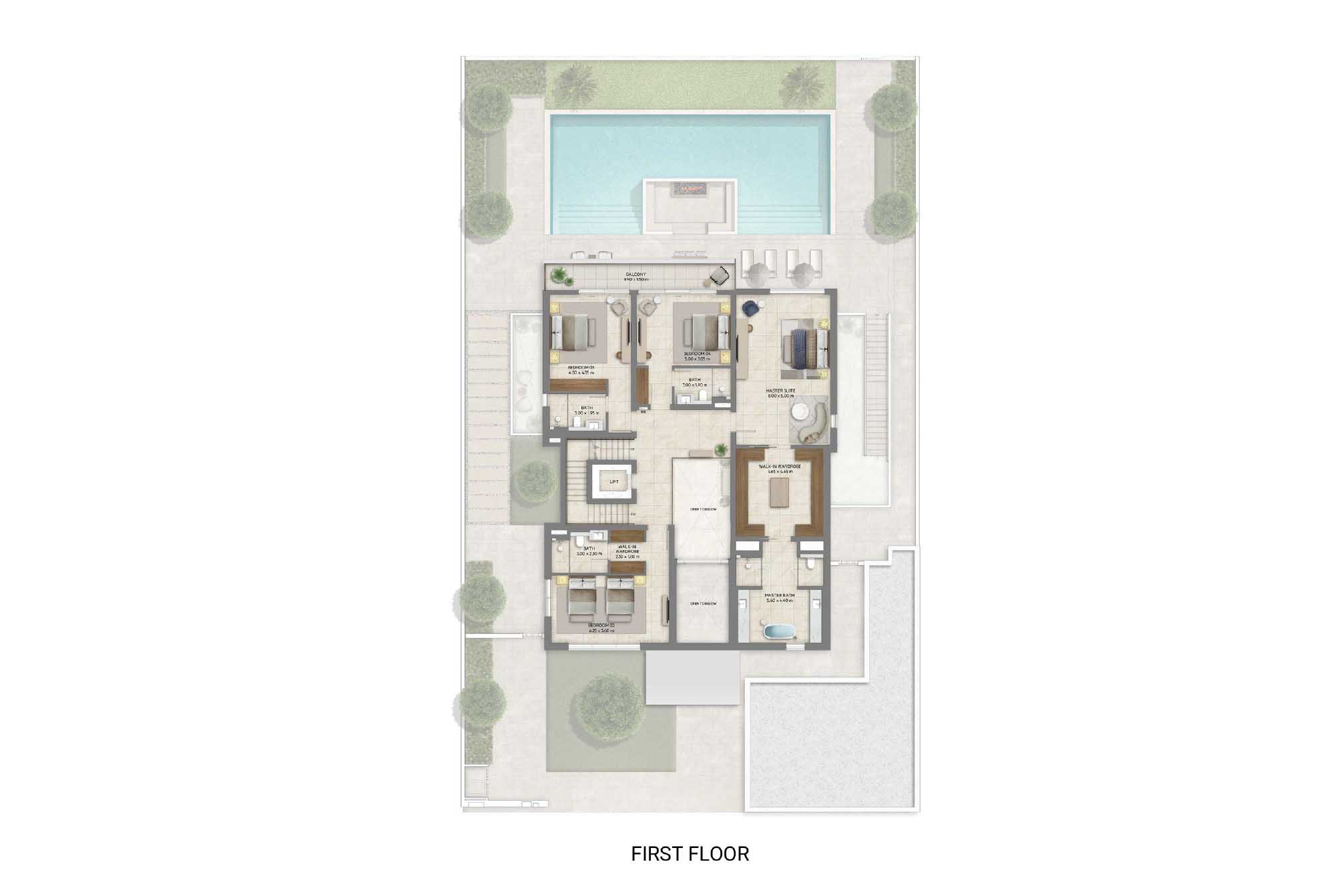 Address Villas 5 Bedrooms Plus Pool Plus Maid Plus Study First Floor Plan