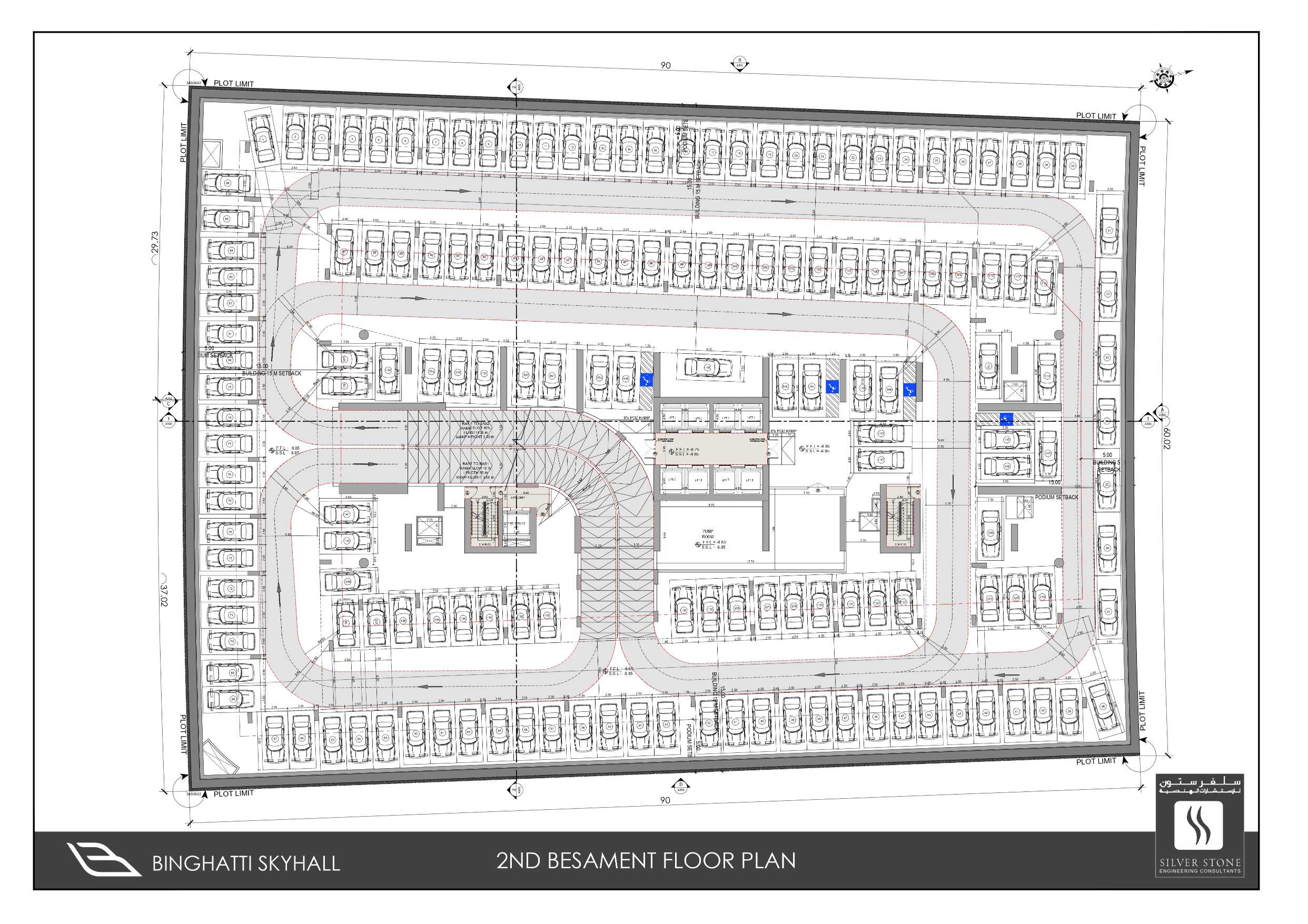 Binghatti Skyhall 2nd Basement Floor Plan