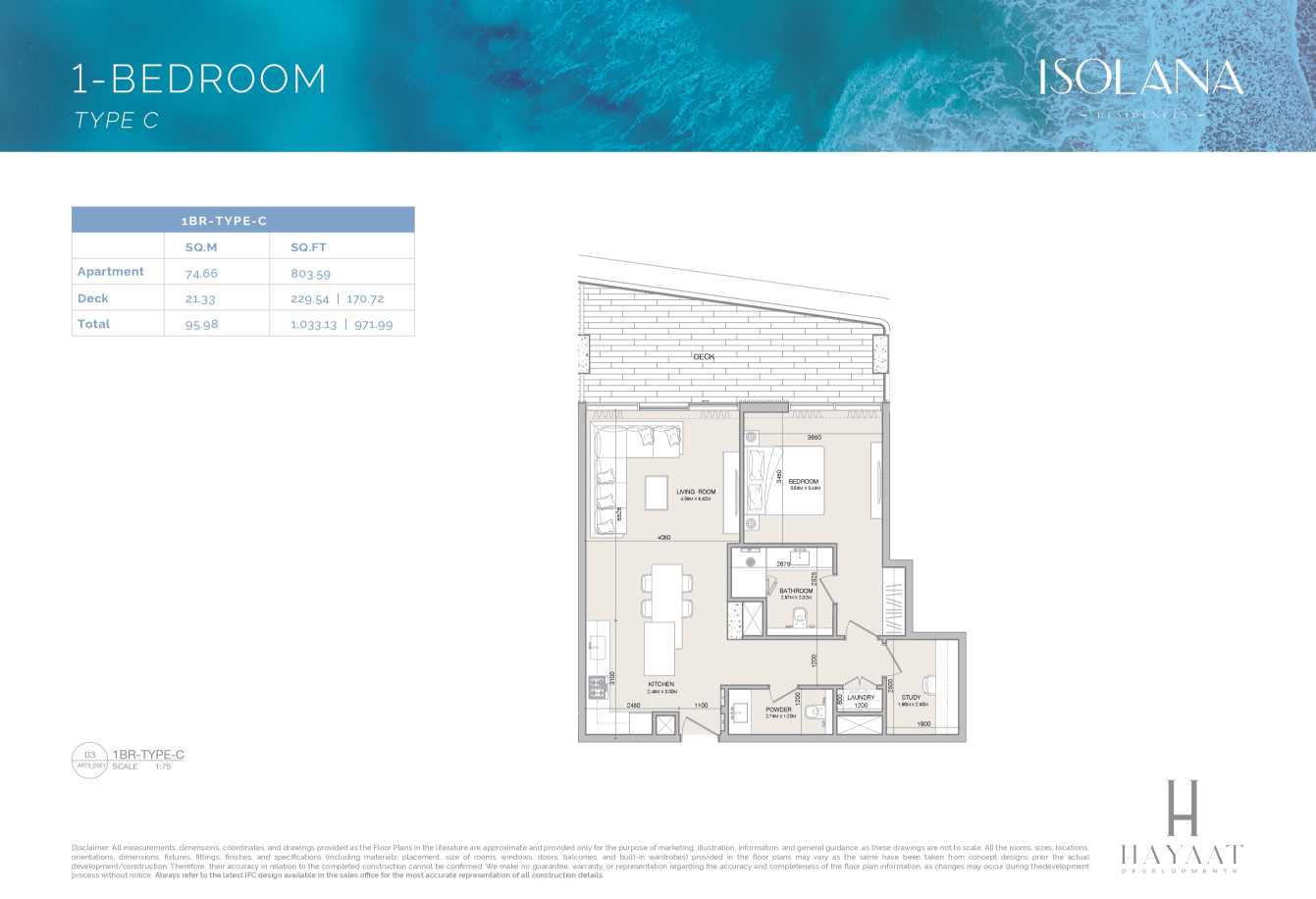Isolana Residences 1 Bedroom Apartment Type C Floor Plan
