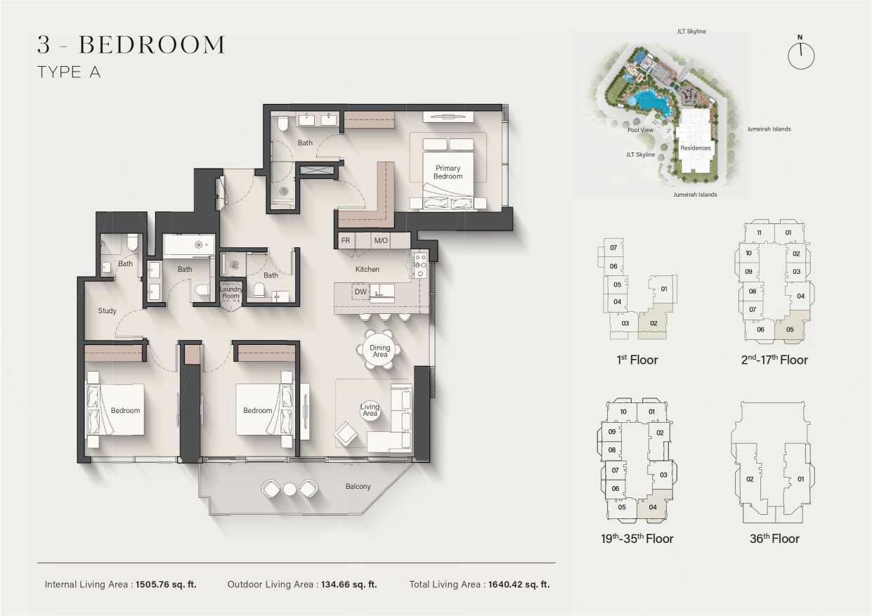 Eltiera Heights 3 Bedroom Type A Floor Plan