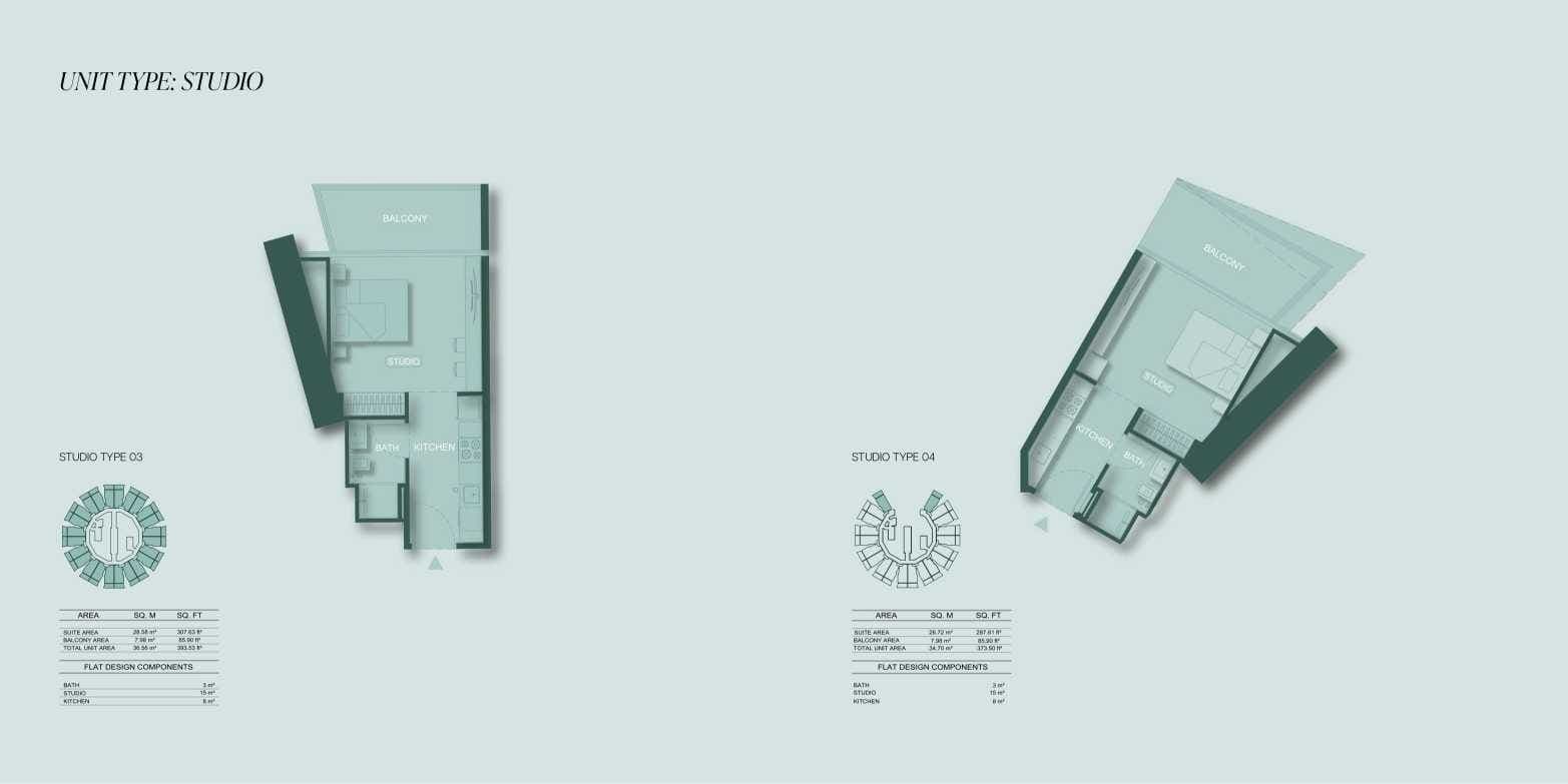 Binghatti Circle Studio Apartment Type 4 Floor Plan