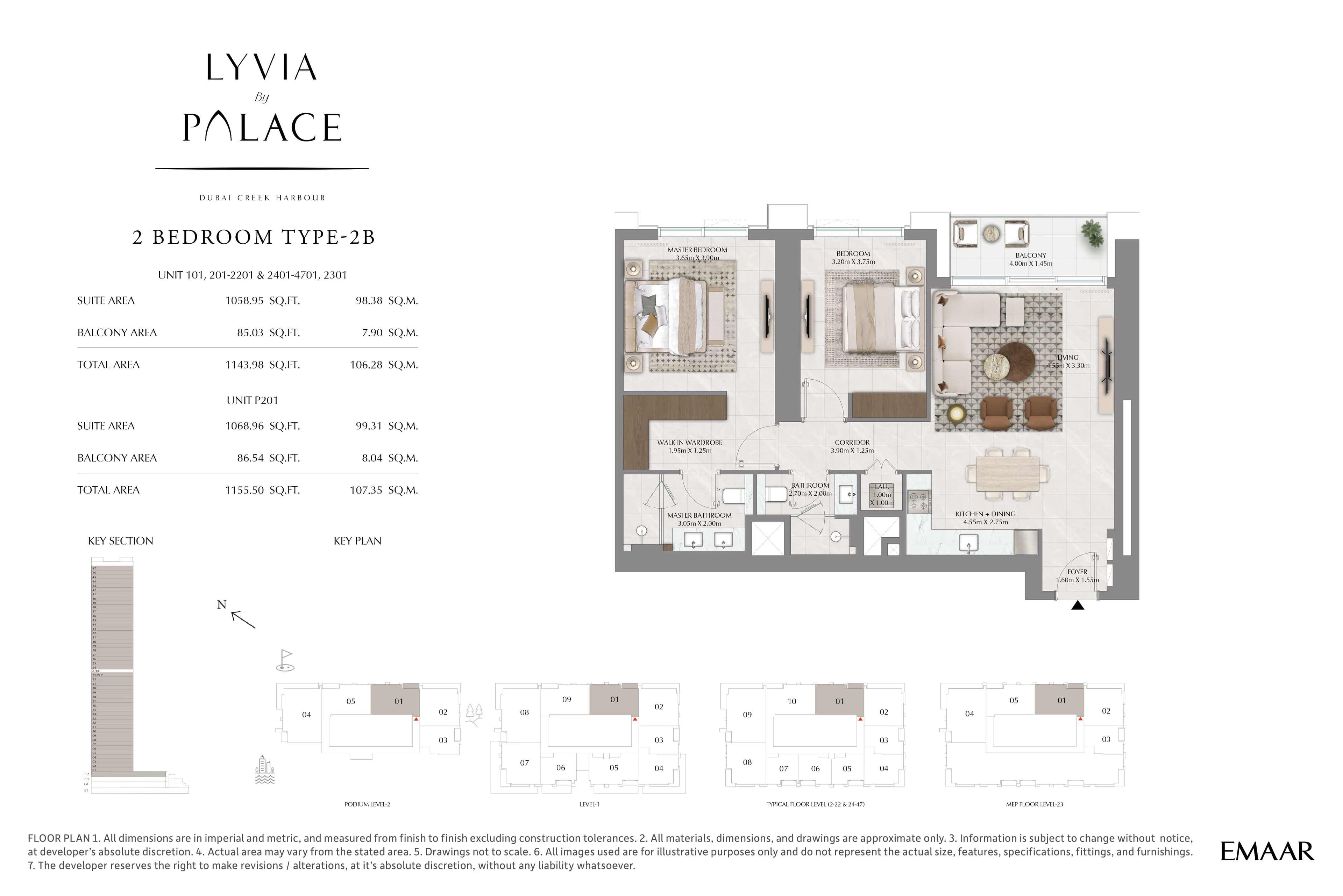 Lyvia by Palace 2 Bedroom Type 2B Floor Plan