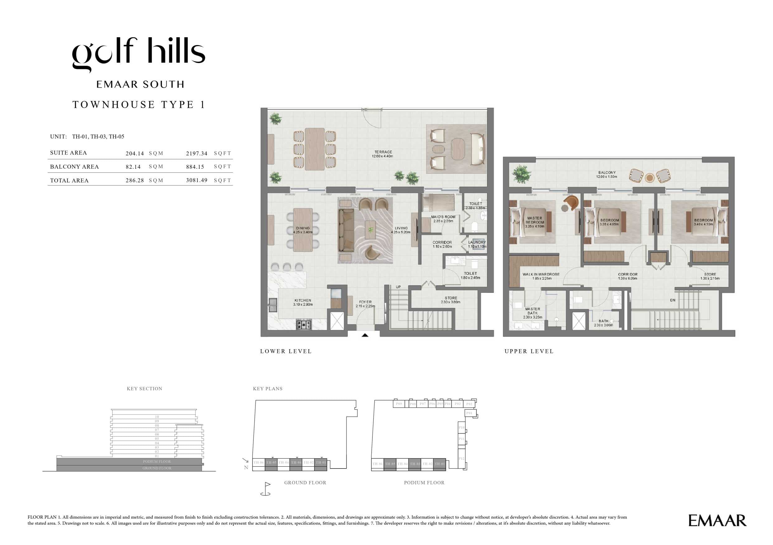 Golf Hills by Emaar Townhouse Type 1 Floor Plan