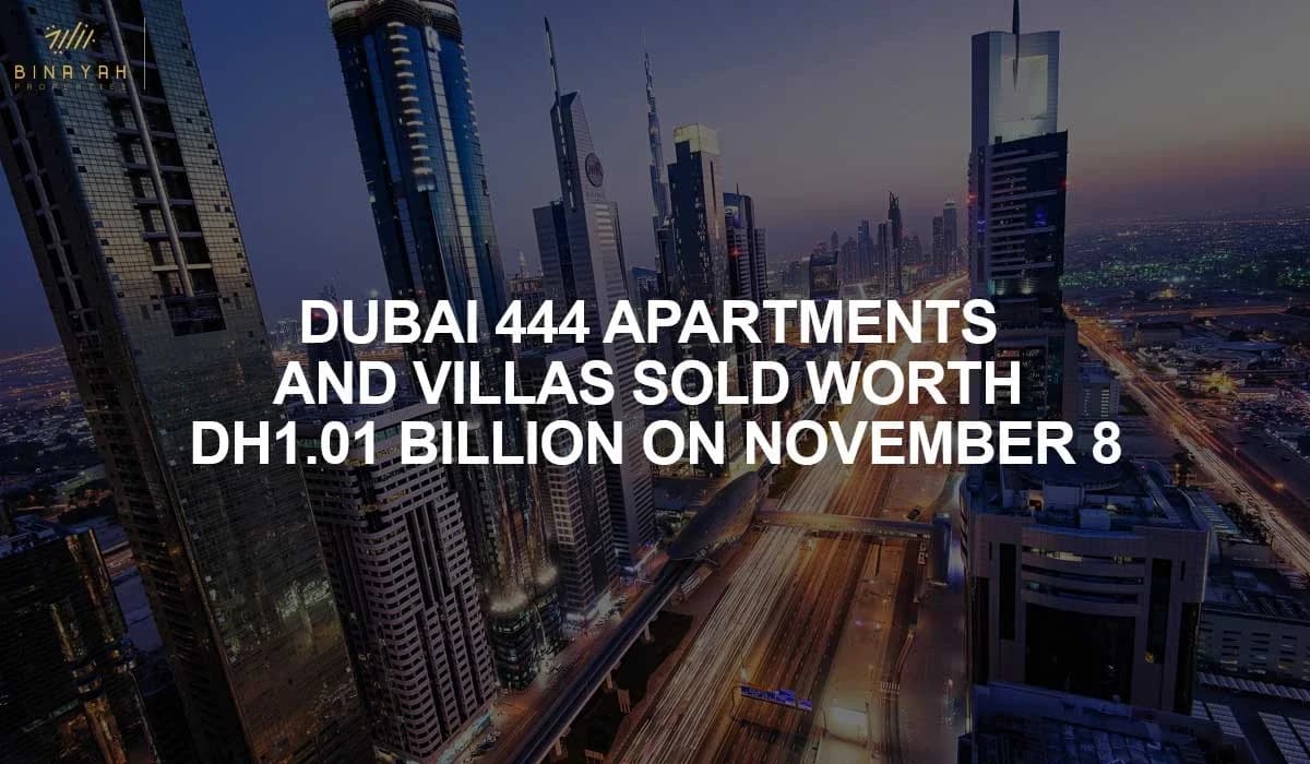 Dubai 444 Apartments and Villas sold worth Dh1.01 Billion on November 8