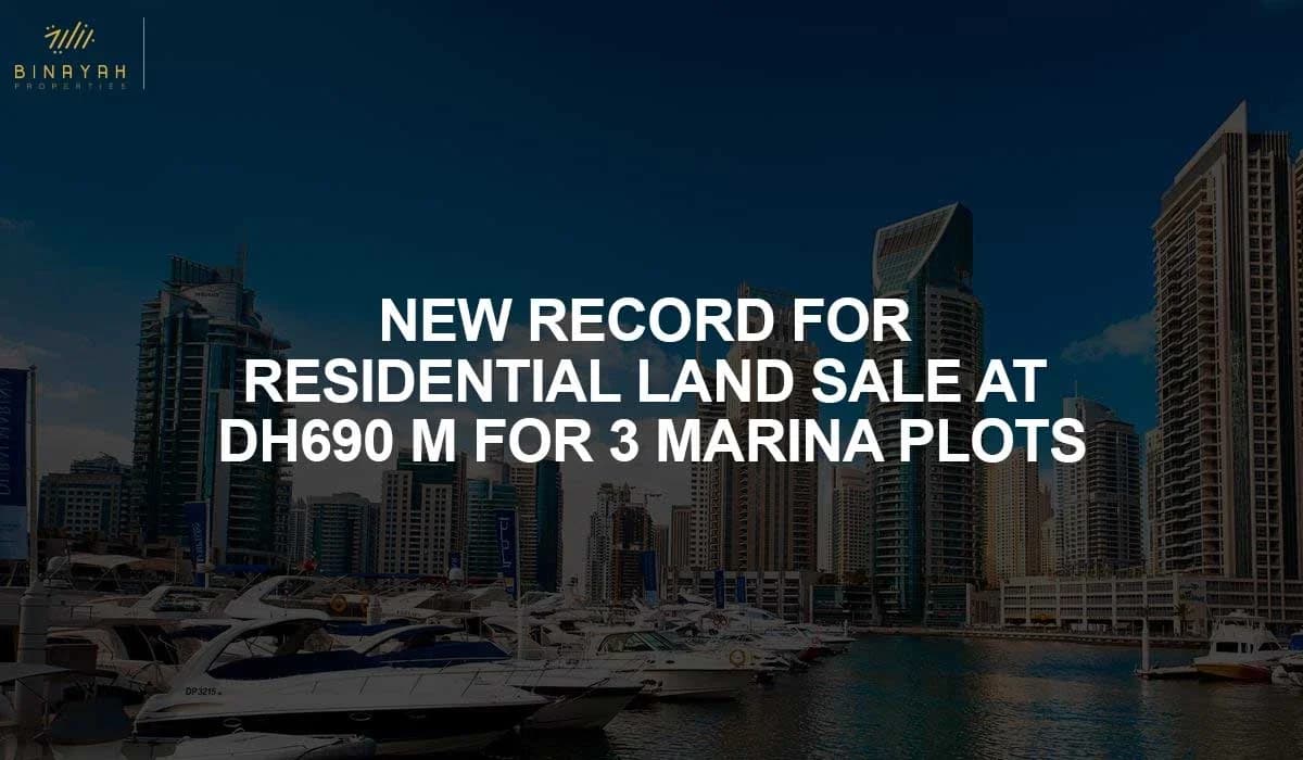 New Record for Residential Land Sale at Dh690 M for 3 Marina Plots