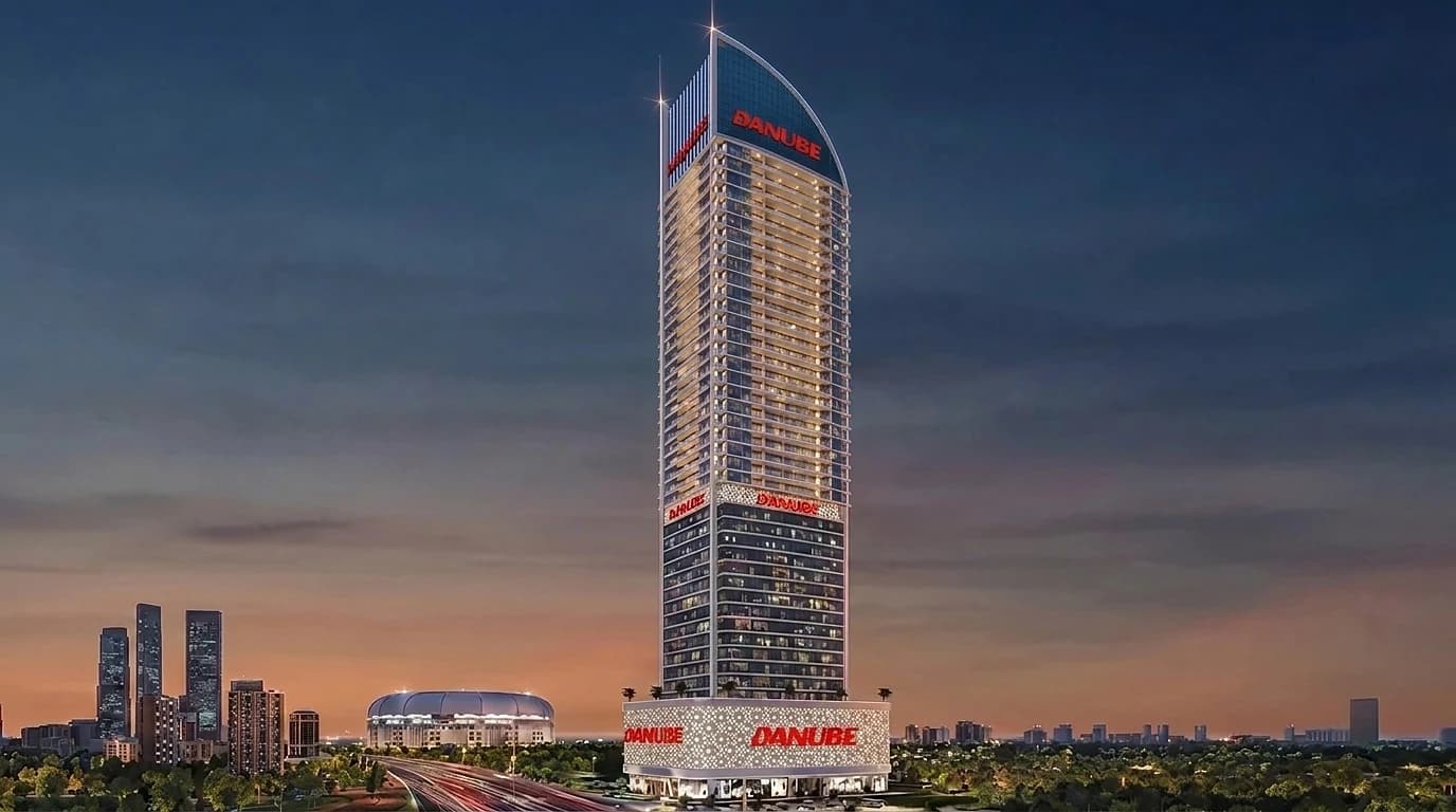 Aspirz by Danube in Sports City Dubai mixed-use tower exterior