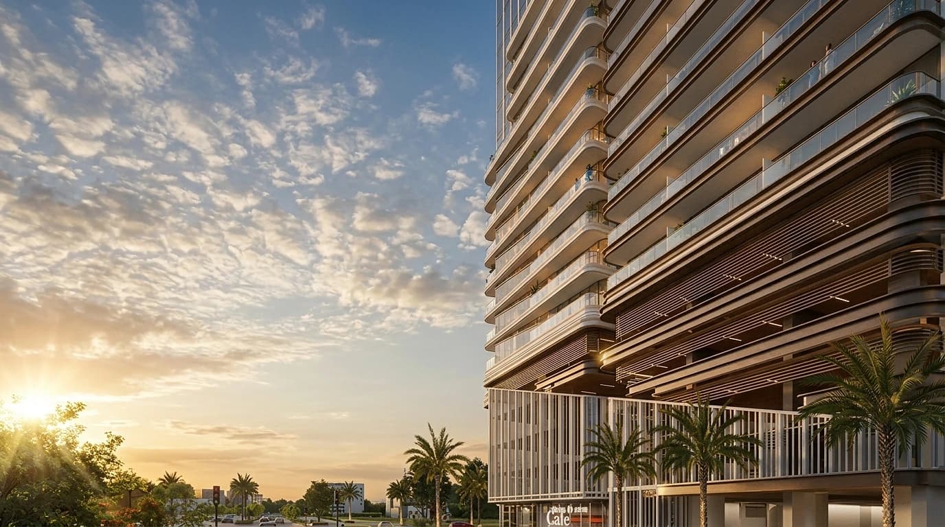 Визуализация Azizi Ruby в Jumeirah Village Circle (JVC).