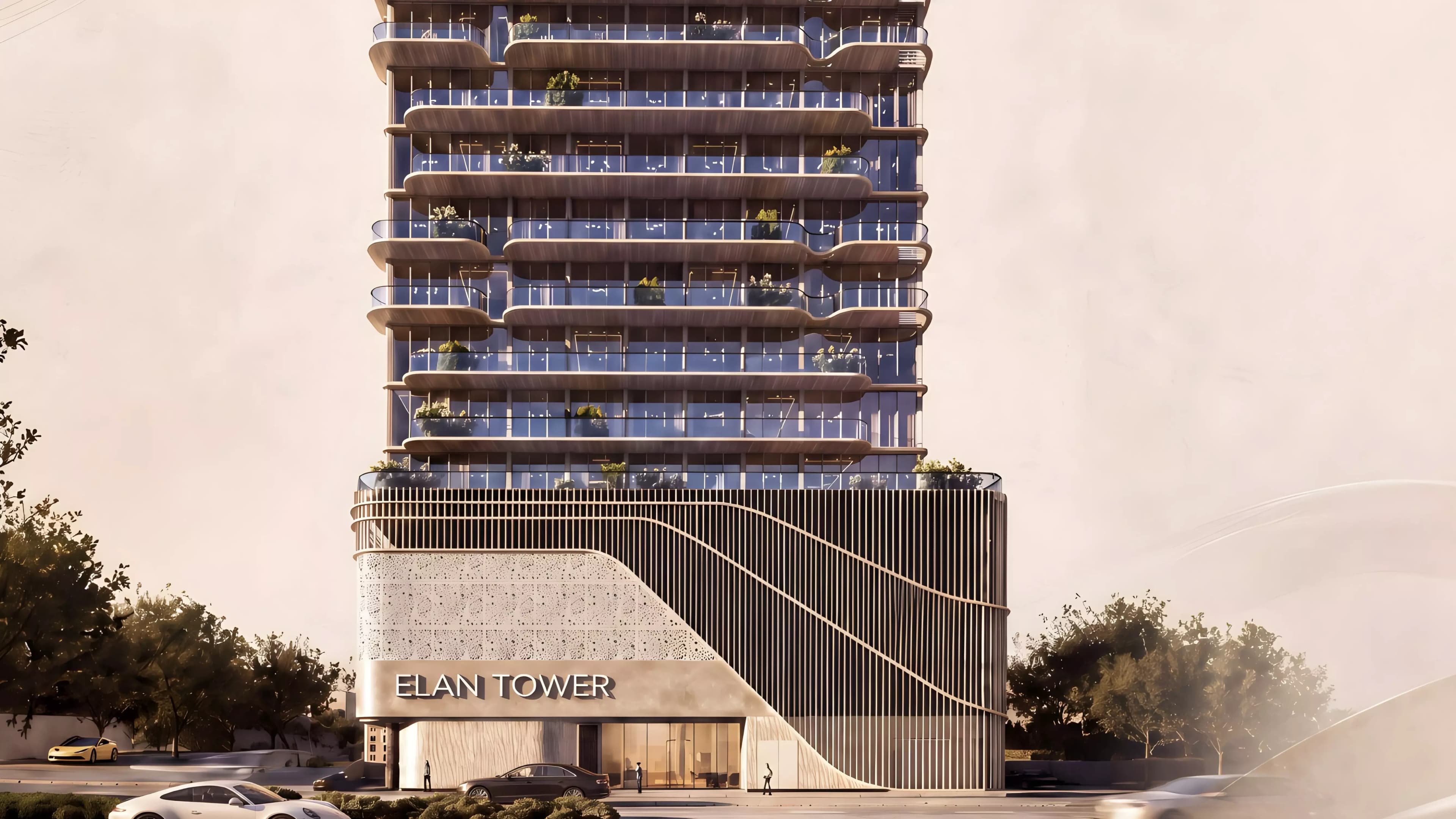 Elan Tower apartments in Dubai Land by Alfulaiti Development
