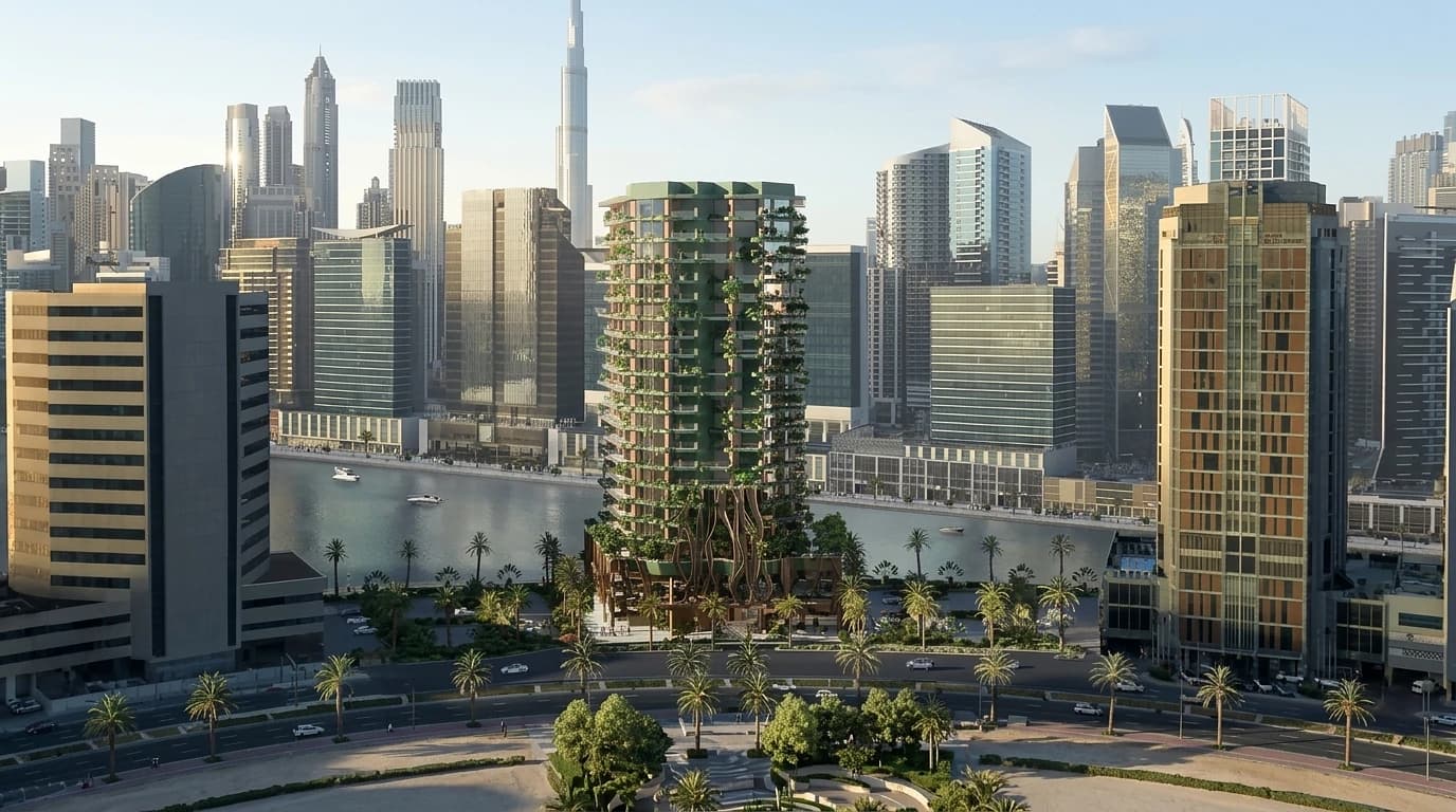 Eywa residences in Business Bay, Dubai along the Dubai Water Canal