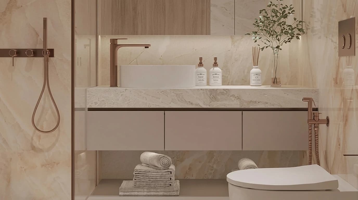 Havencia от ALA Developments, Dubai Land Residence Complex, ванная комната