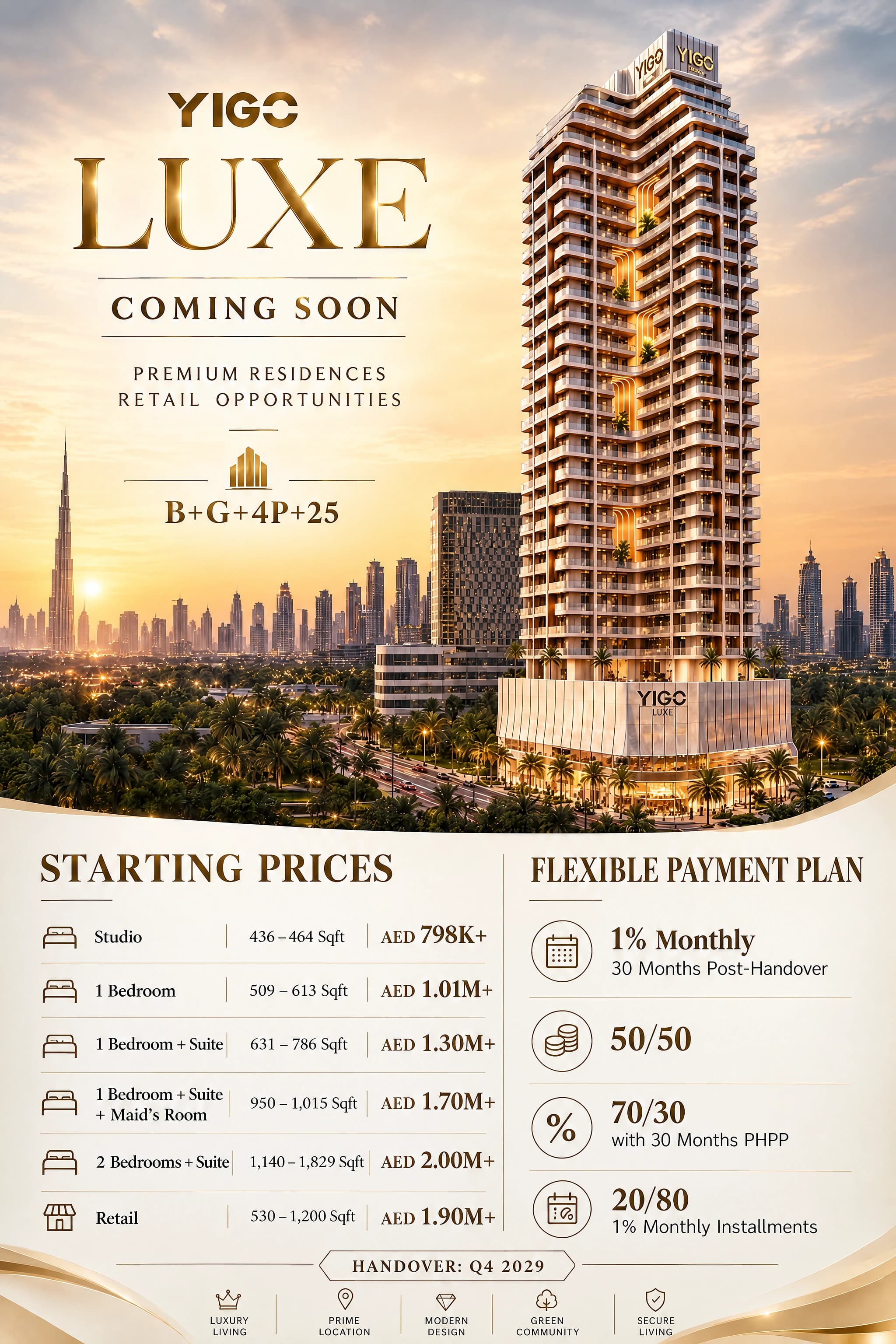 Luxe apartments in Palazzo Versace, Jaddaf, UAE exterior view