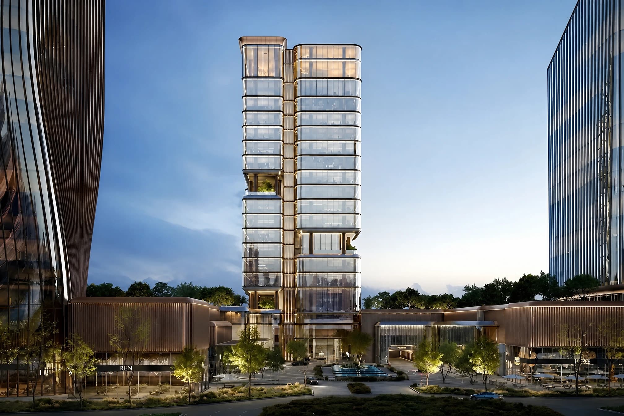 O1ne District Dawn office tower in Motor City, Dubai