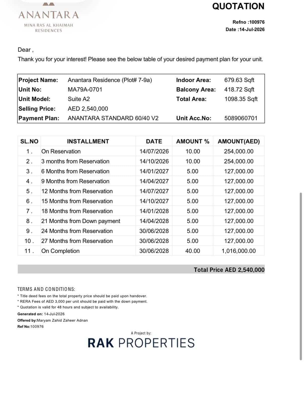 Anantara Mina Ras Al Khaimah Residences in Ras Al Khaimah, Dubai