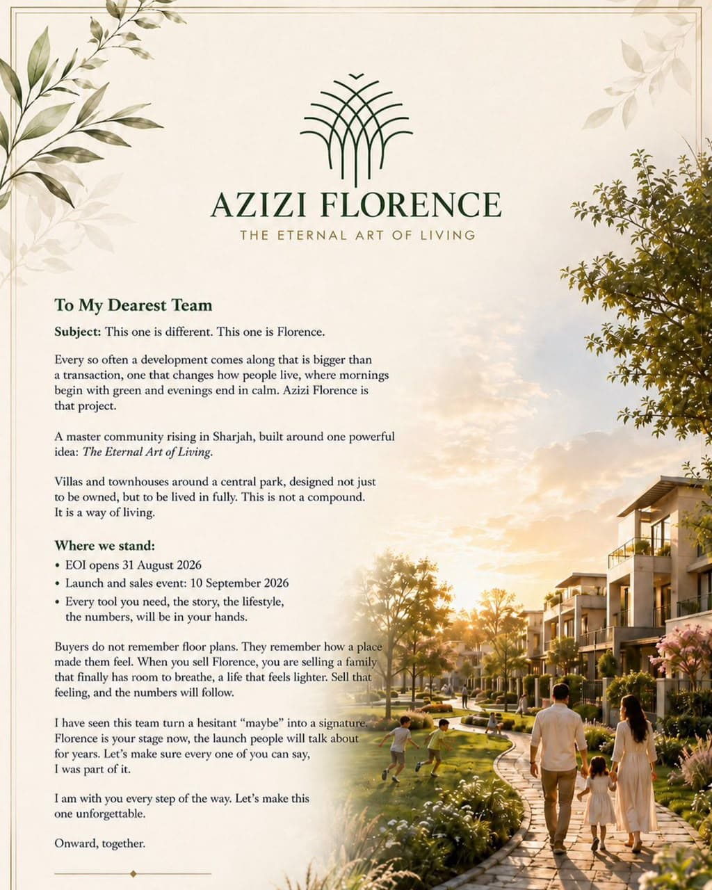 Azizi Florence community in Sharjah, Dubai