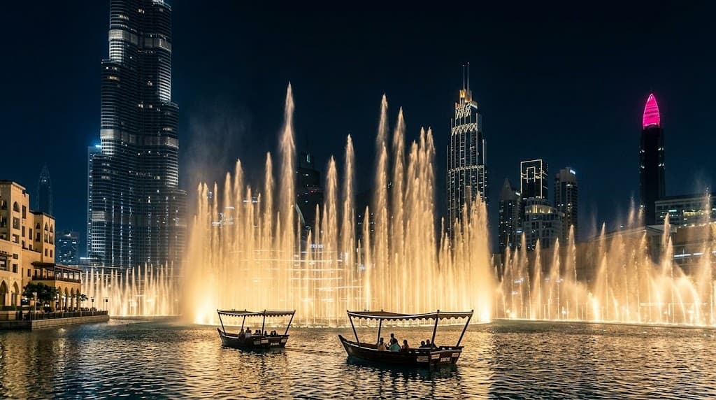 What time do the Dubai Fountain shows run and is it worth visiting at night?