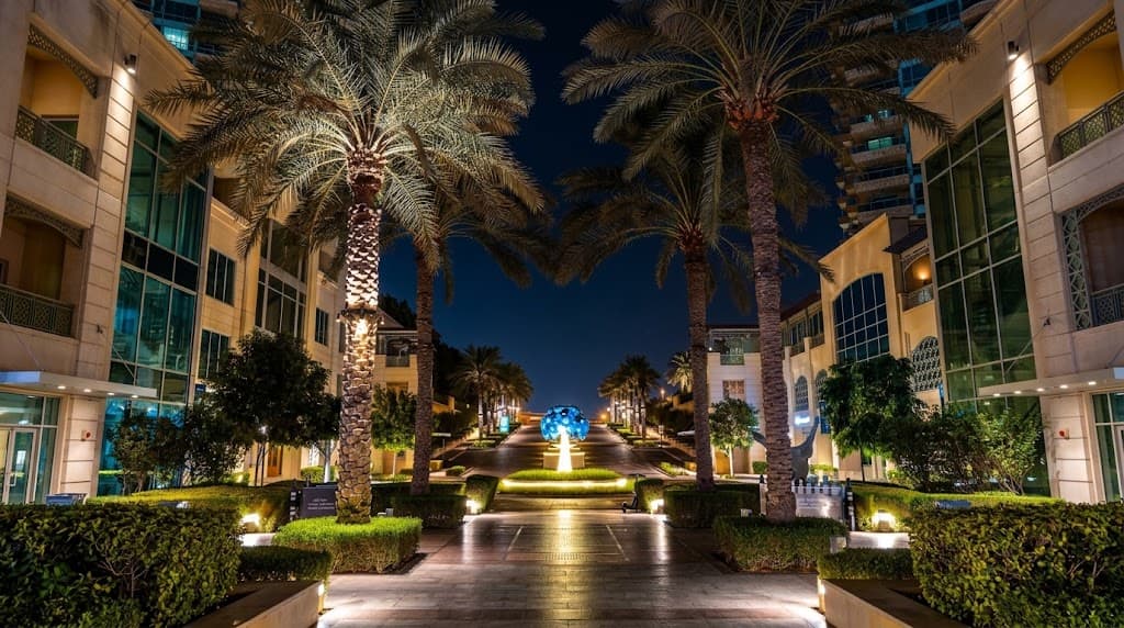 Is the Dubai Marina a good place for a late-night walk and what will it cost?