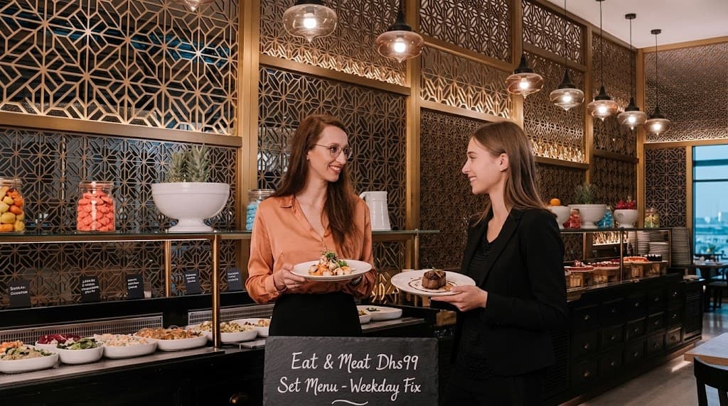 Where can I get a Dhs99 weekday set lunch in Dubai?