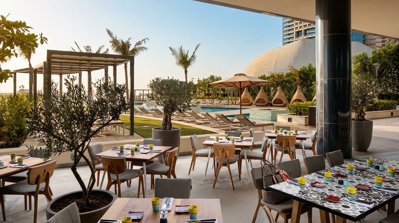 How can I turn lunch into a sunlit daycation at Verso, Grand Hyatt Abu Dhabi?