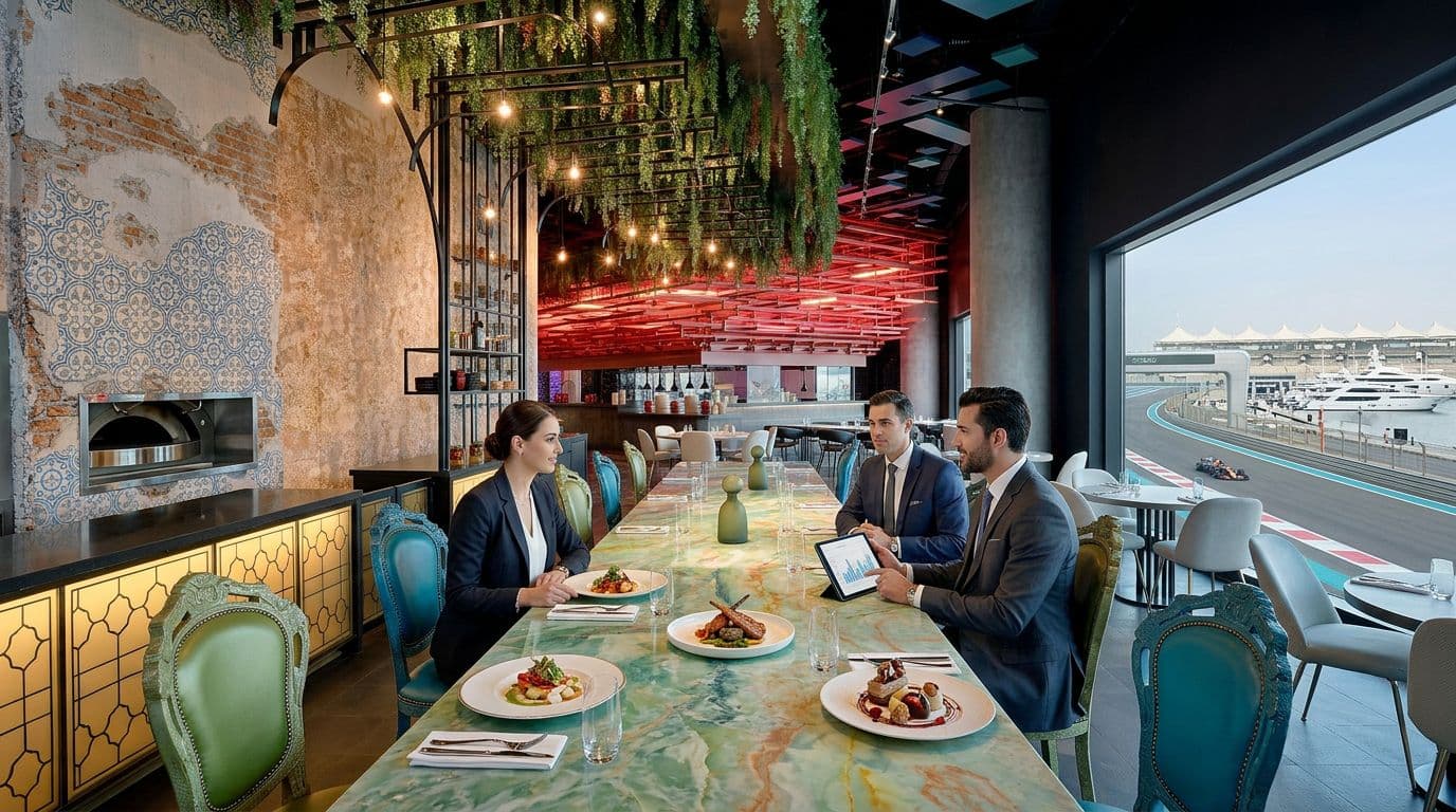 Is the W Abu Dhabi business lunch good value for a Yas Marina Circuit view?