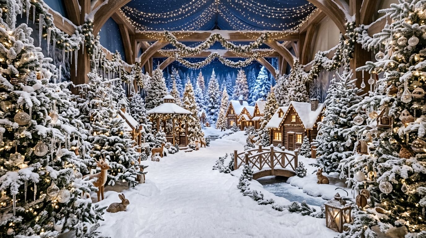 Where are snow-filled indoor scenes in Dubai for winter-style photos?