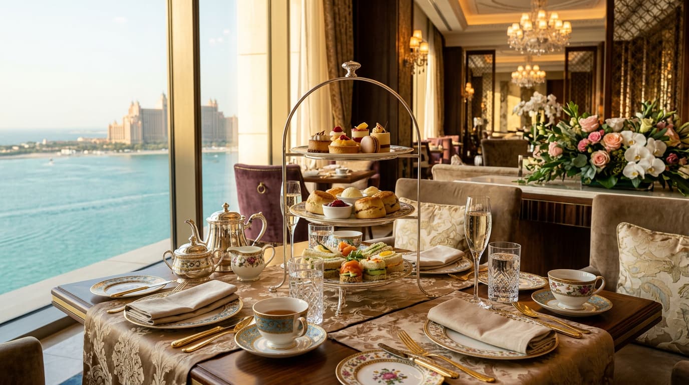 How much does afternoon tea cost at Atlantis The Royal and when is it served?